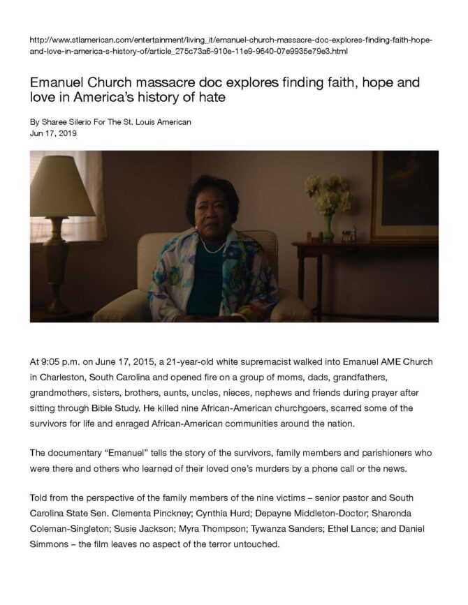 Emanuel Church massacre doc explores finding faith, hope and love in America’s history of hate _ Living It _ stlamerican.com_Page_1